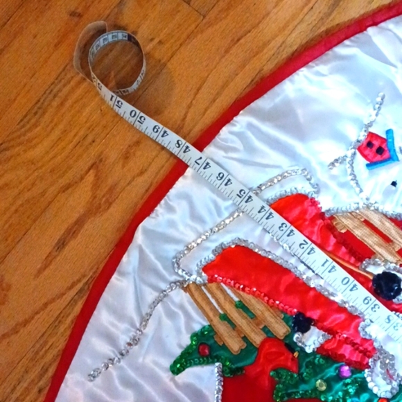 Christmas Satin Santa Sequin  48 Round Tree Skirt  New No Tag - Picture 5 of 7